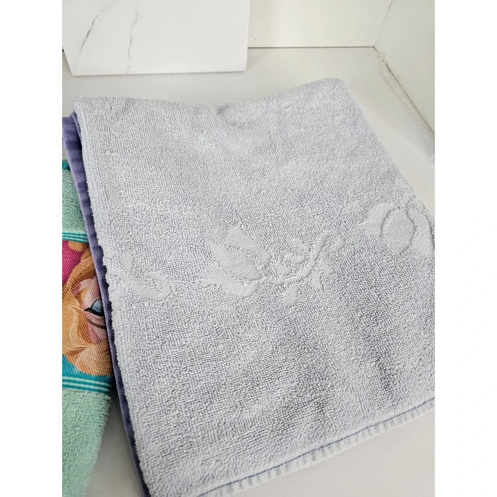 Disney Frozen Kids Bath Towel Set Elsa Anna‎ Olaf Mint Lavender 26x48 2pc Cotton